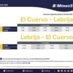 Nuevos horarios de autobús entre El Cuervo y Lebrija a partir del 25 de junio