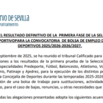 Publicados los resultados definitivos de la primera fase para la bolsa de monitores deportivos 2025–2027