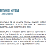 Resultado del examen médico en la oposición para una plaza de Policía Local en El Cuervo de Sevilla