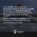 El Ayuntamiento de El Cuervo de Sevilla convoca un minuto de silencio por las víctimas del accidente ferroviario en Adamuz